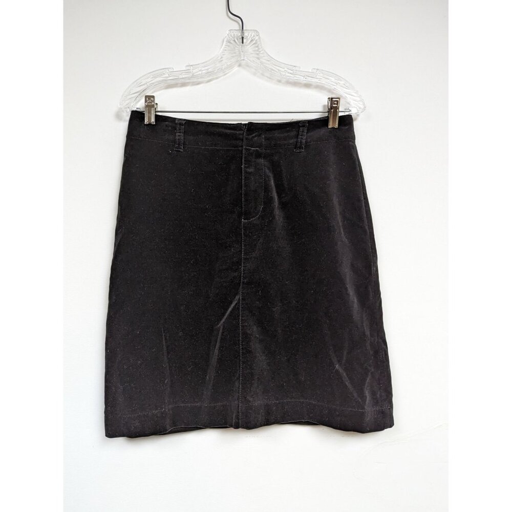 Eddie Bauer Black Velour Skirt 4 Petite Modest Womens